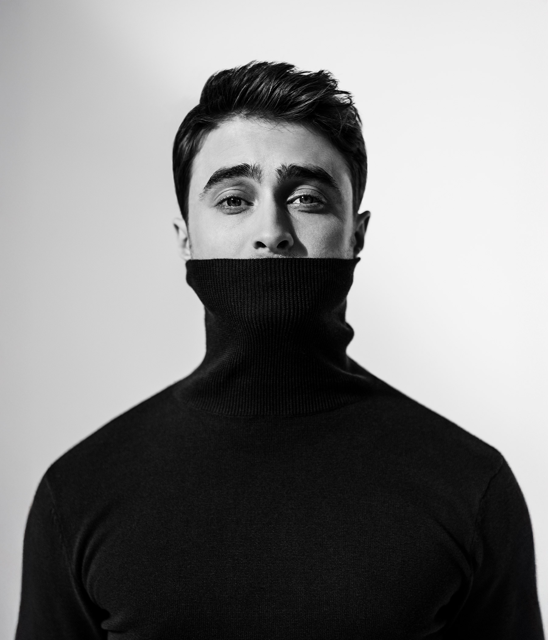 Daniel-Radcliffe-for-LOfficiel-Hommes-by-Robert-Wunsch Daniel Radcliffe in a black turtleneck sweater photographed by Robert Wunsch for LOfficiel Hommes